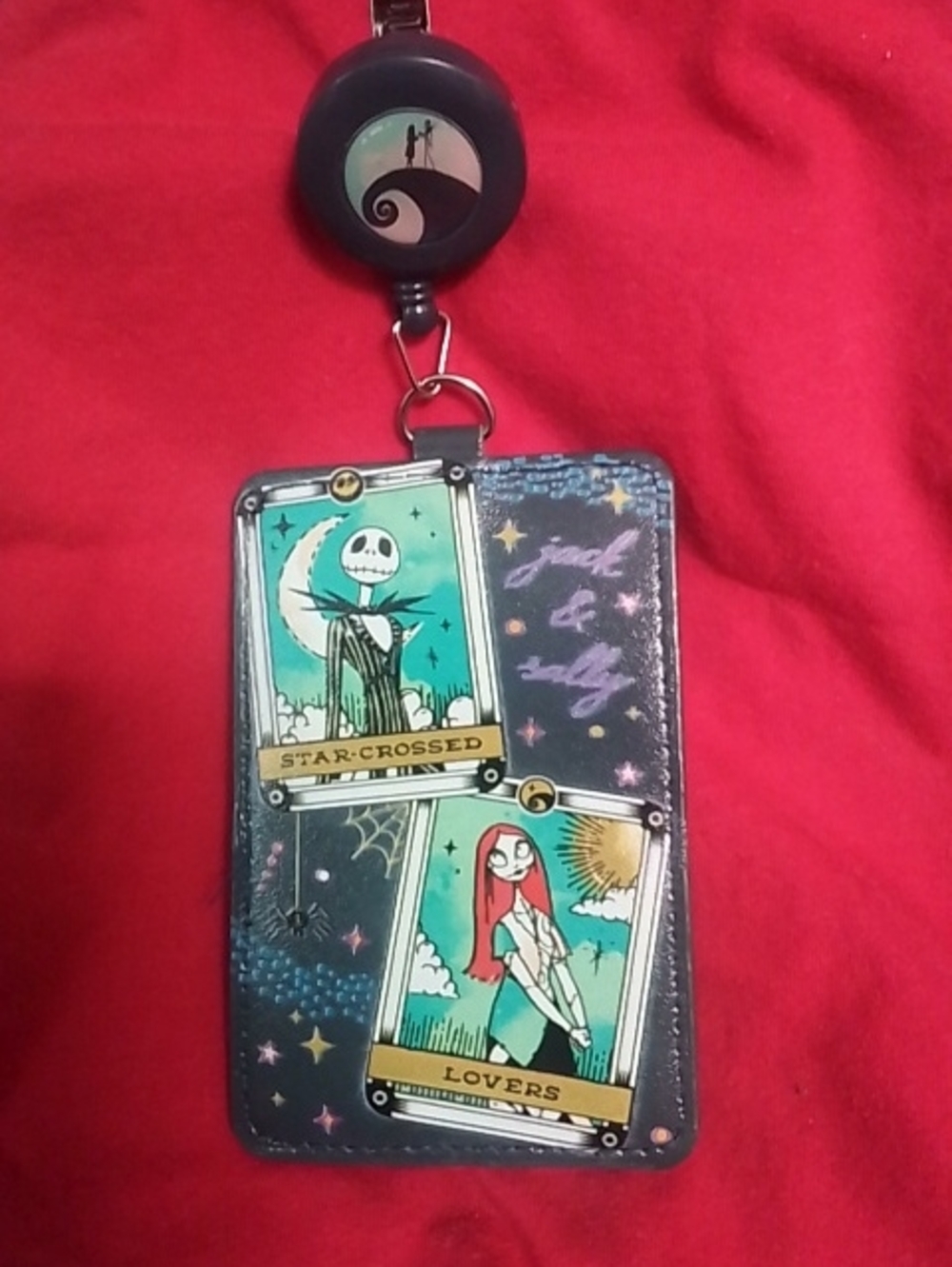 Disney Jack & Sally Teal Tarot Cardholder Badge Reel